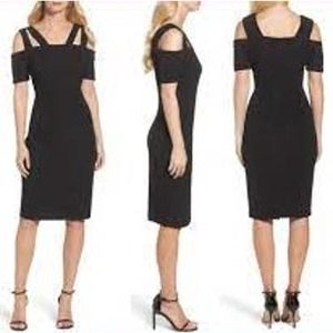 ELIZA J | Shimmer Cold Shoulder Cut Out Sheath Dress Size 2 A61